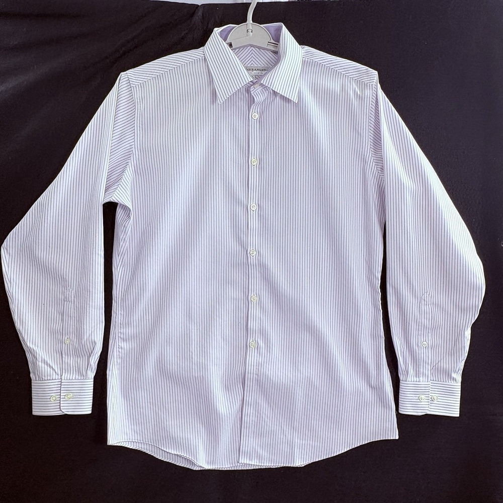 JHANE BARNES Men Flip Cuff Button Front Long Sleeve Shirt Sz 16 Purple 38-15
